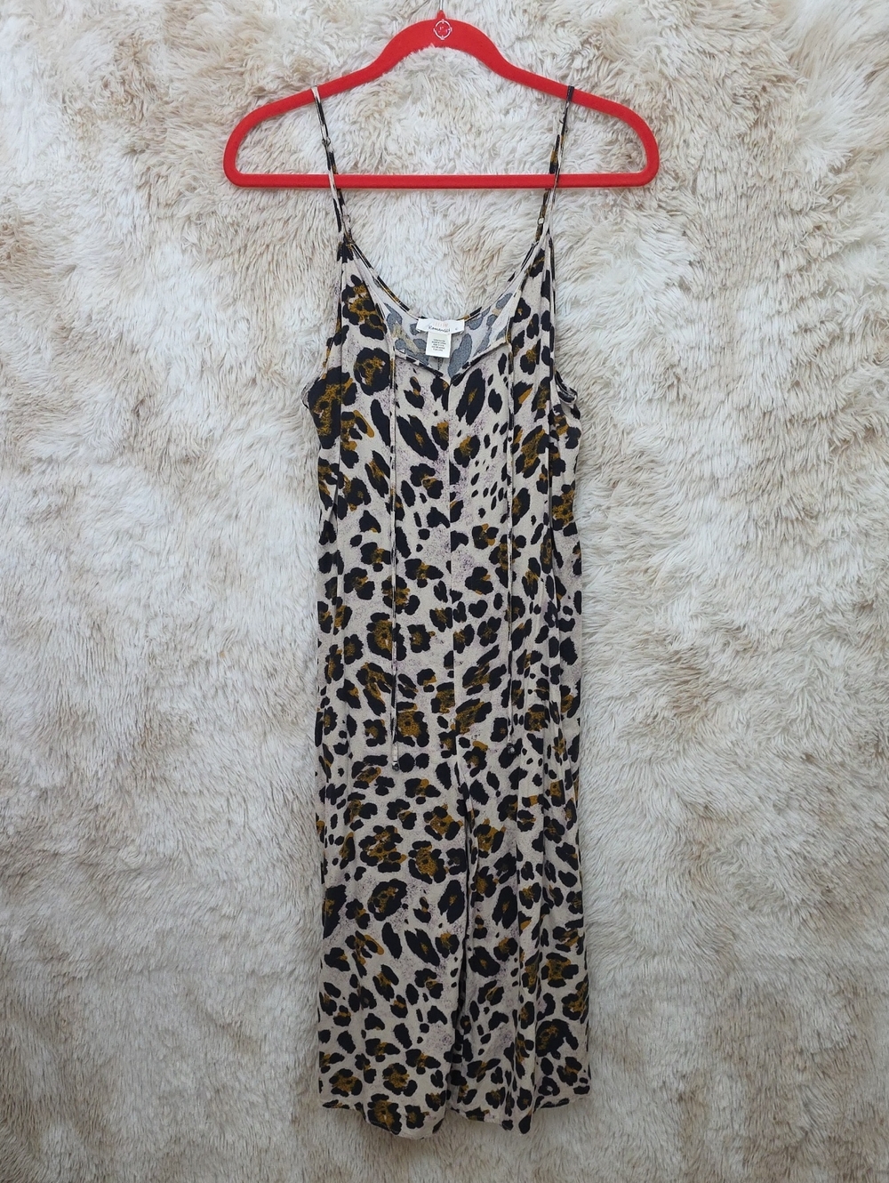 Urban Romantics Leopard Print Midi Slip Dress Rayon Size Large - Picture 1 of 9